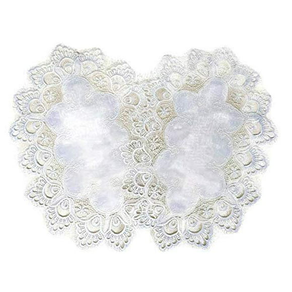 11 x 5.5 Inches DOUKING 8 Pack Oval Lace Placemat Table Doilies Flower Embroidered Small Tablecloths Lace Decorative Mats for Tableware Crafts White White